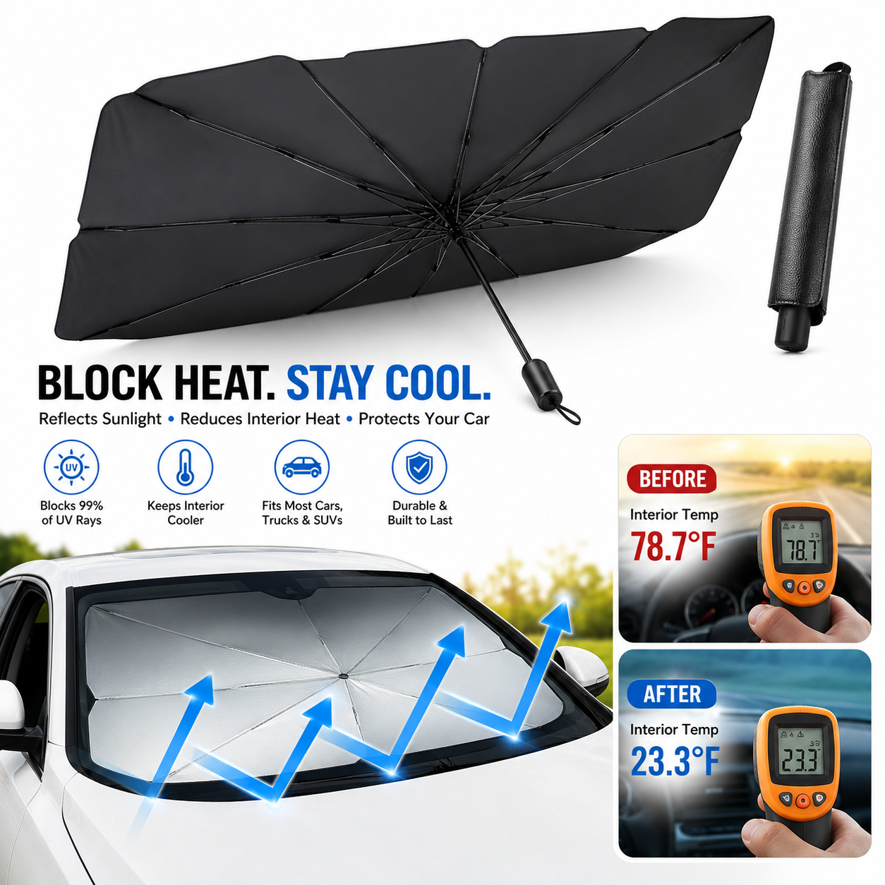 SeasonHaus Foldable Car Sunshade
