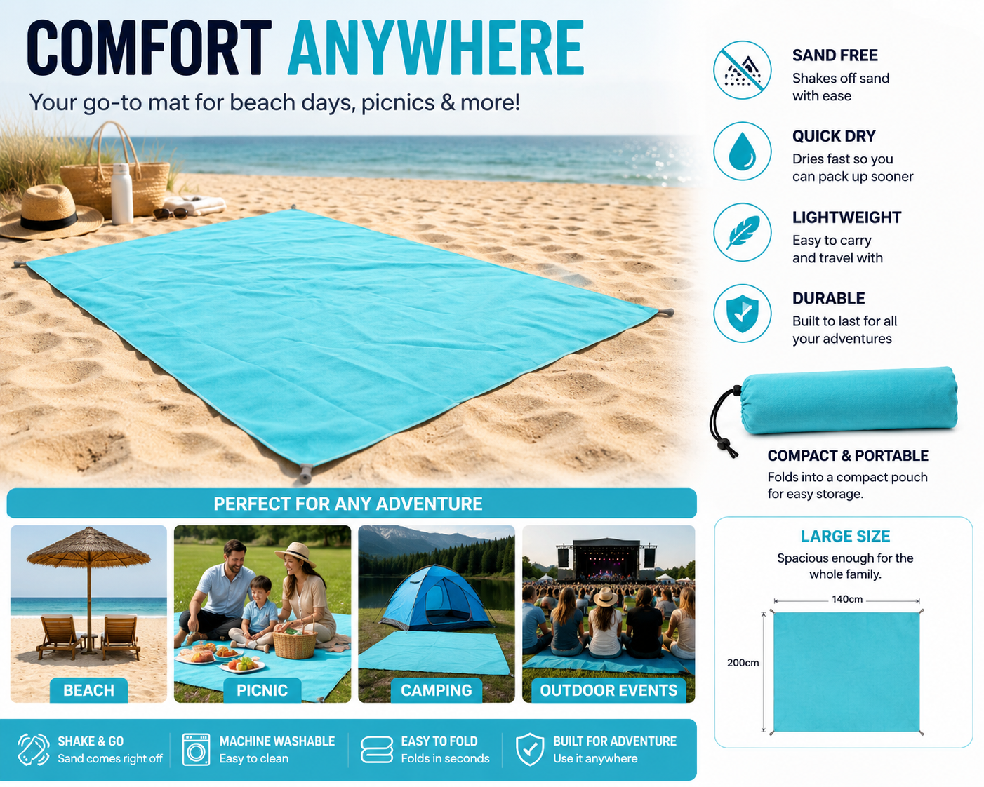 SeasonHaus SandFree Beach Mat