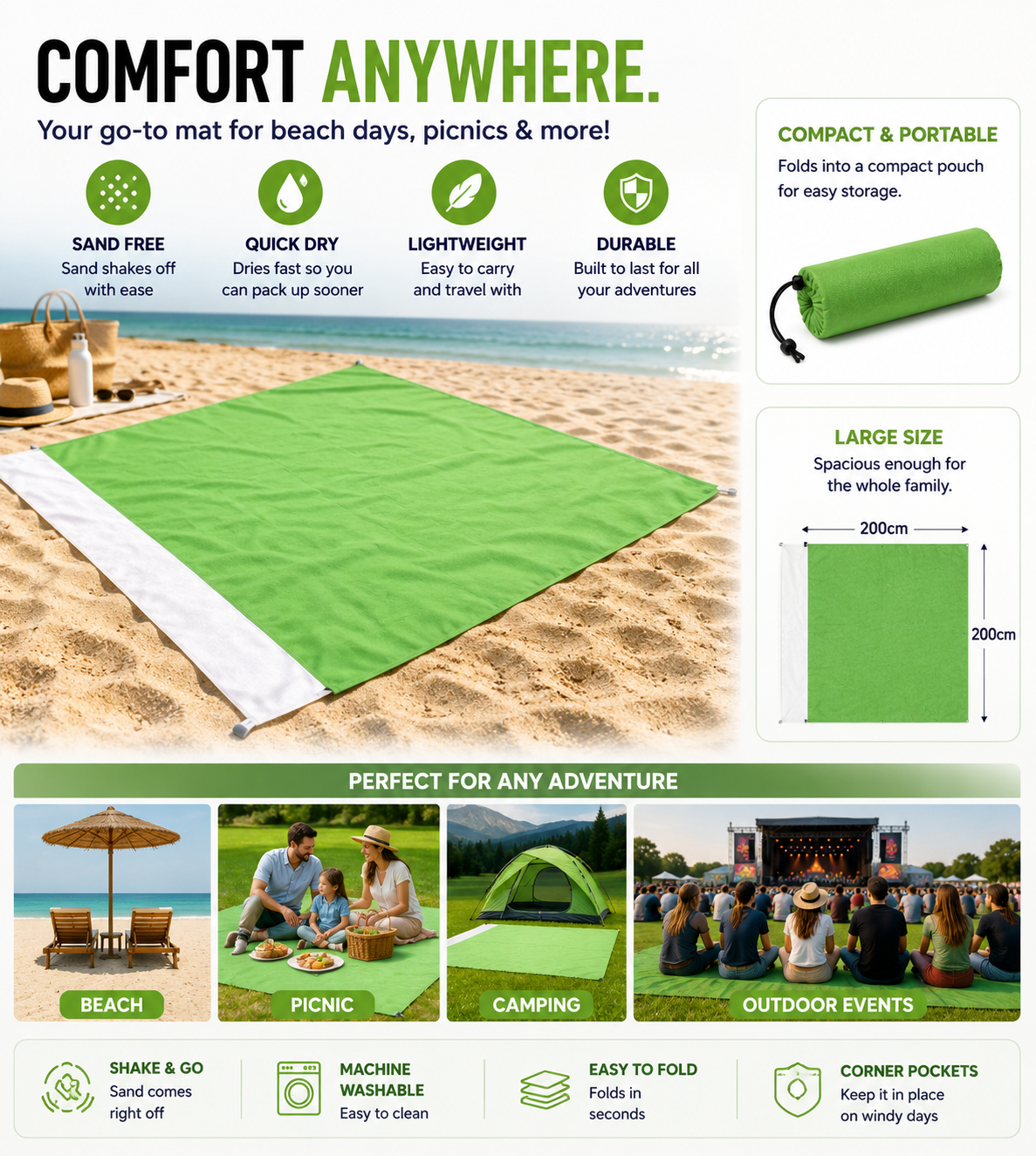 SeasonHaus SandFree Beach Mat