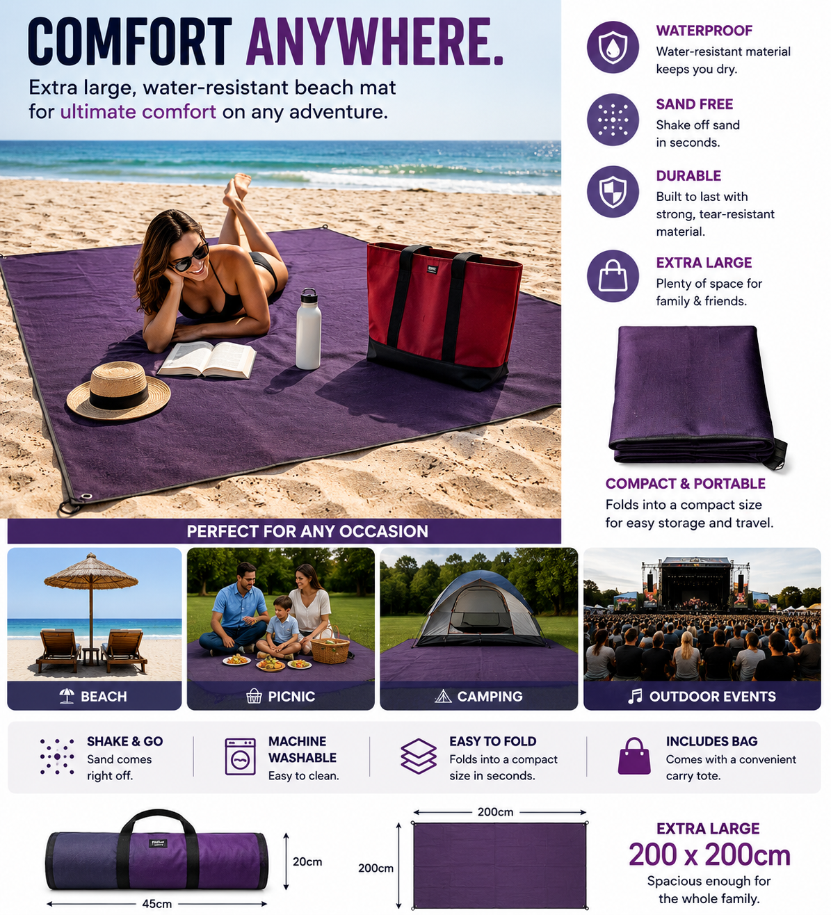 SeasonHaus SandFree Beach Mat